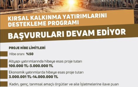 Kırsal Kalkınma Yatırımlarını Destekleme Programı Başvuruları Devam Ediyor…