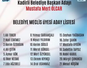Kadirli’de CHP İl ve Belediye Meclis Üyesi Aday listesi açıklandı..