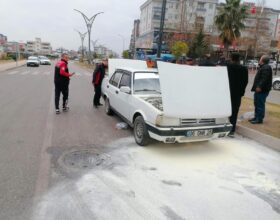 Araç yangını söndürüldü